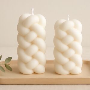 Elegant Cream Braided Candles